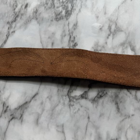 Tex Tan Leather Lizard Scroll Inlay Western Belt Size 34 Brown Brass Buckle USA - Picture 13 of 16